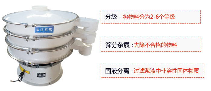 600型聚丙烯振动筛优势：分级：将物料京分为2-6个等级。筛分杂质：去除不合格的物料。固液分离：过滤浆液中非溶性固体物质。