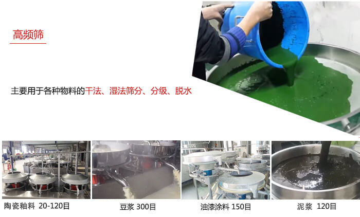 用于各种物料的干法，湿法，分级，脱水等功能