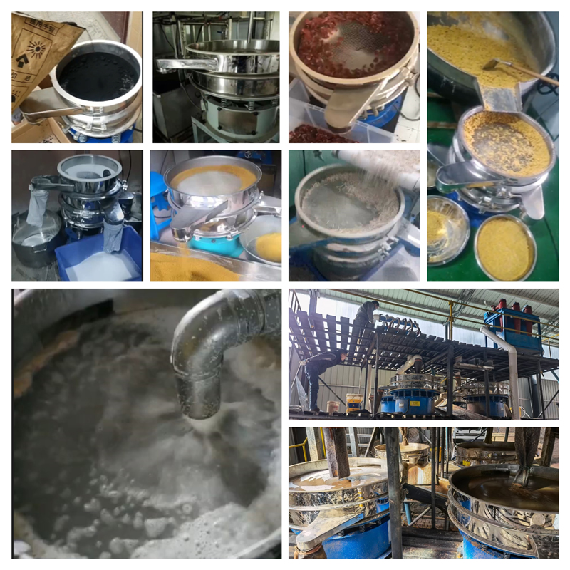 圆形振动筛适用行业：食品，陶瓷，医药，冶金，化工等行业。